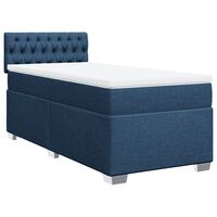 vidaXL Box Spring Bed with Mattress Blue 90x200 cm Fabric