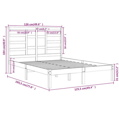 vidaXL Bed Frame without Mattress White Solid Wood 120x190 cm Small Double