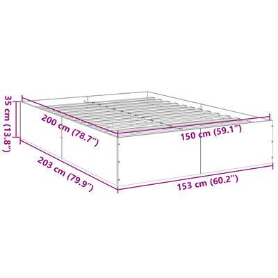 vidaXL Bed Frame without Mattress Smoked Oak 150x200 cm King Size