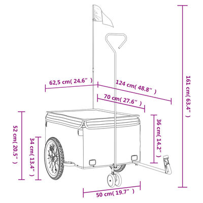 vidaXL Bike Trailer Black and Yellow 45 kg Iron