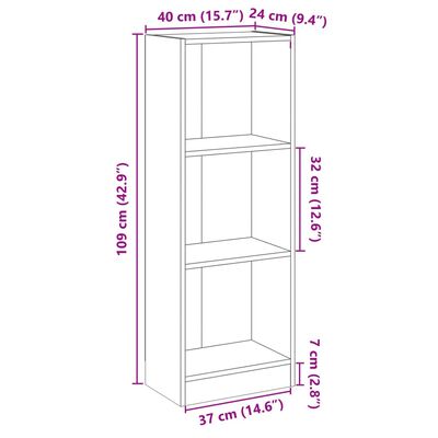 vidaXL 3-Tier Book Cabinet Concrete Grey 40x24x109 cm Engineered Wood