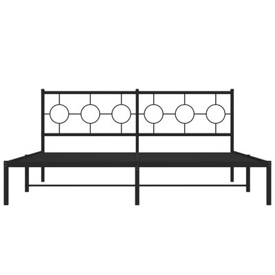 vidaXL Metal Bed Frame without Mattress with Headboard Black 183x213 cm