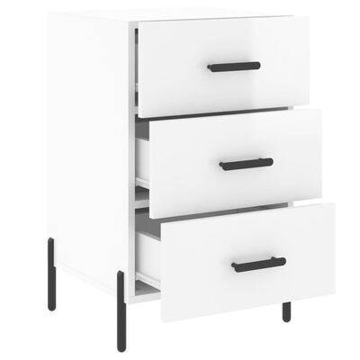 vidaXL Bedside Cabinet High Gloss White 40x40x66 cm Engineered Wood