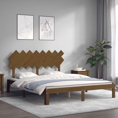 vidaXL Bed Frame with Headboard Honey Brown 160x200 cm Solid Wood