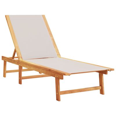 vidaXL Sun Lounger Grey Solid Wood Acacia and Textilene