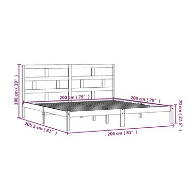 vidaXL Bed Frame without Mattress Solid Wood Pine 200x200 cm (810037+814214)