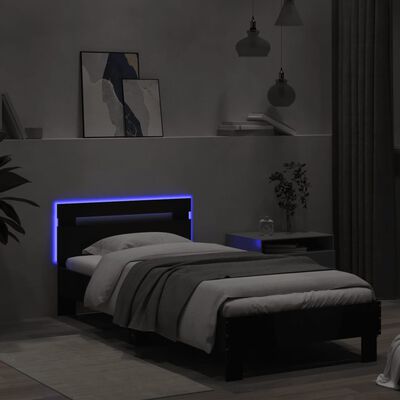 vidaXL Bed Frame without Mattress with LED Lights Black 90x200 cm