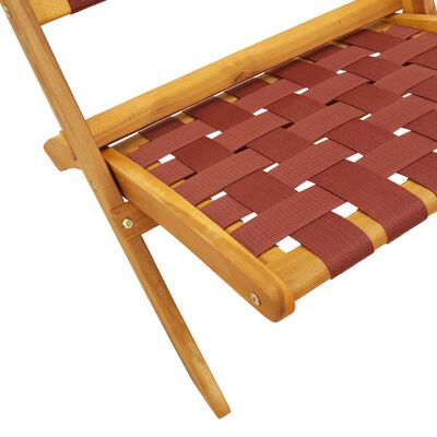 vidaXL Folding Garden Chairs 2 pcs Red Solid Wood Acacia and Fabric