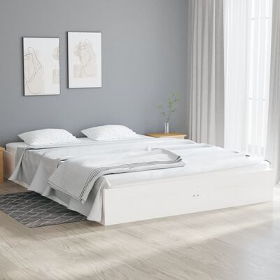 vidaXL Bed Frame without Mattress White Solid Wood 140x190 cm