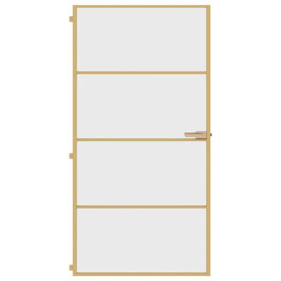 vidaXL Interior Door Slim Golden 102.5x201.5 cm Tempered Glass and Aluminium