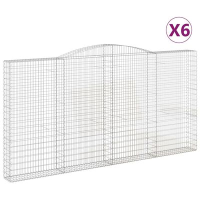 vidaXL Arched Gabion Baskets 6 pcs 400x30x200/220 cm Galvanised Iron