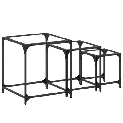 vidaXL Nesting Coffee Tables 3 pcs with Transparent Glass Top Steel