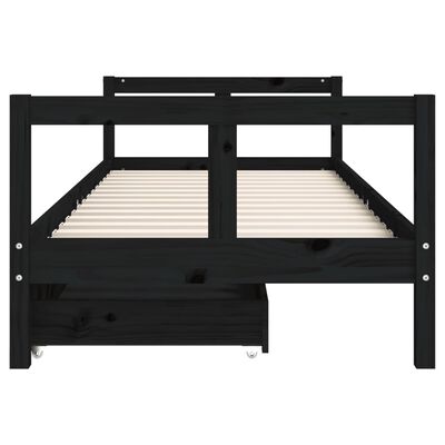 vidaXL Kids Bed Frame with Drawers Black 80x200 cm Solid Wood Pine