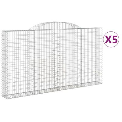 vidaXL Arched Gabion Baskets 5 pcs 300x30x160/180 cm Galvanised Iron