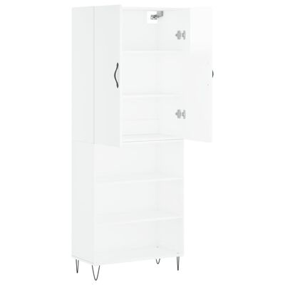 vidaXL Highboard High Gloss White 69.5x34x180 cm Engineered Wood