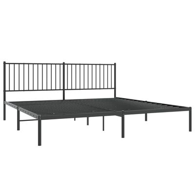 vidaXL Metal Bed Frame without Mattress with Headboard Black 193x203 cm