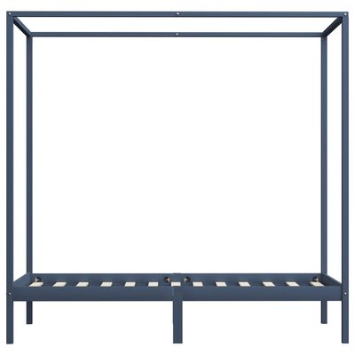 vidaXL Canopy Bed Frame without Mattress Grey Solid Wood 100x200 cm