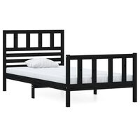 vidaXL Bed Frame without Mattress Black Solid Wood 90x200 cm (810071+814128)