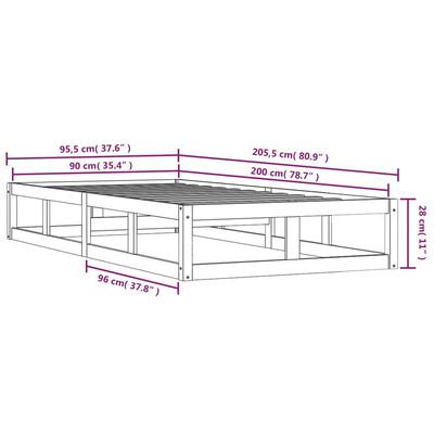 vidaXL Bed Frame without Mattress Black 90x200 cm Solid Wood