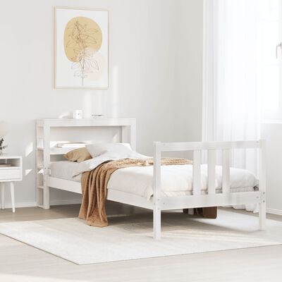 vidaXL Bed Frame with Headboard without Mattress White 100x200 cm