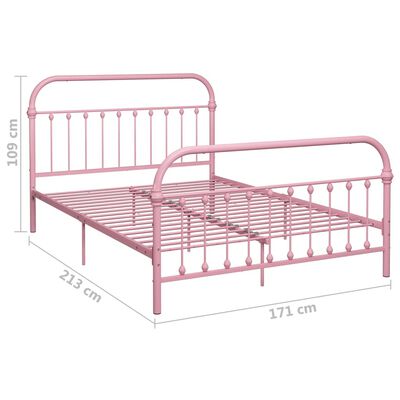 vidaXL Bed Frame without Mattress Pink Metal 160x200 cm