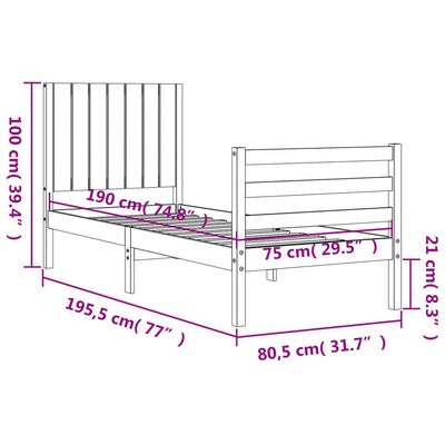 vidaXL Bed Frame without Mattress Small Single Solid Wood