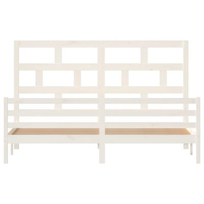 vidaXL Bed Frame without Mattress White Solid Wood 200x200 cm (810451+814215)