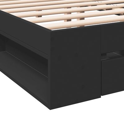 vidaXL Bed Frame with Drawers without Mattress Black 135x190 cm Double