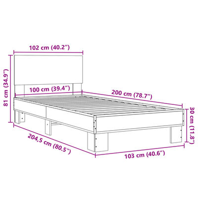 vidaXL Bed Frame without Mattress Sonoma Oak 100x200 cm