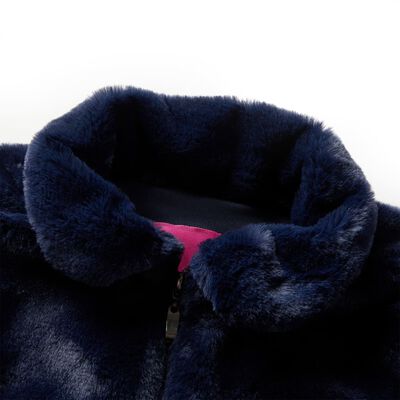 Kids' Coat Faux Fur Navy 116