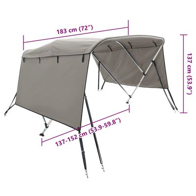 vidaXL 3-bow Bimini Top with Sidewalls 183x(137-152)x137 cm