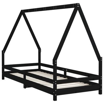 vidaXL Kids Bed Frame Black 80x200 cm Solid Wood Pine