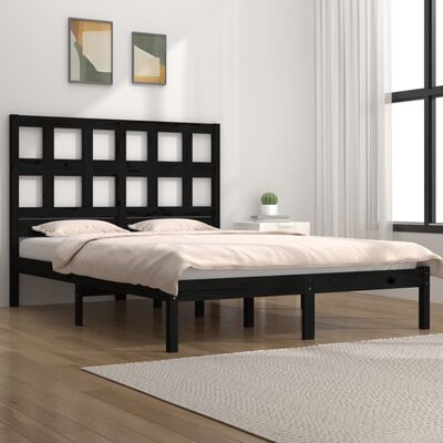 vidaXL Bed Frame without Mattress Black 120x190 cm Small Double Solid Wood Pine