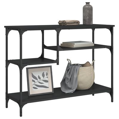 vidaXL Console Table with Shelves Black 100x35x75 cm