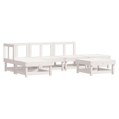 vidaXL 6 Piece Garden Lounge Set White Solid Wood Pine