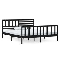 vidaXL Bed Frame without Mattress Black Double Solid Wood