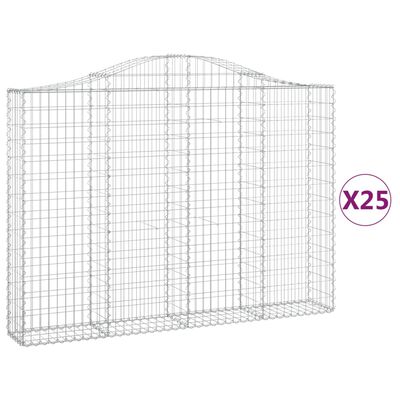 vidaXL Arched Gabion Baskets 25 pcs 200x30x140/160 cm Galvanised Iron