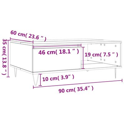 vidaXL Coffee Table Grey Sonoma 90x60x35 cm Engineered Wood