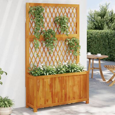 vidaXL Planter with Trellis 100x32x165 cm Solid Wood Acacia