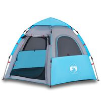 vidaXL Camping Tent Cabin 4-Person Blue Quick Release