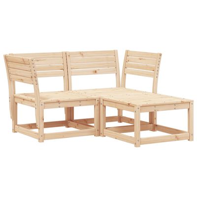 vidaXL 3 Piece Garden Sofa Set Solid Wood Pine