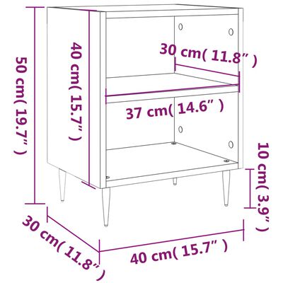 vidaXL Bedside Cabinet Grey Sonoma 40x30x50 cm Engineered Wood