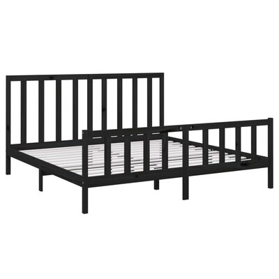 vidaXL Bed Frame without Mattress Black 200x200 cm Solid Wood Pine