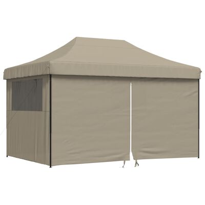 vidaXL Foldable Party Tent Pop-Up with 4 Sidewalls Taupe