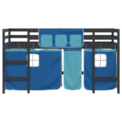 vidaXL Kids' Loft Bed with Curtains without Mattress Blue 90x190 cm Single