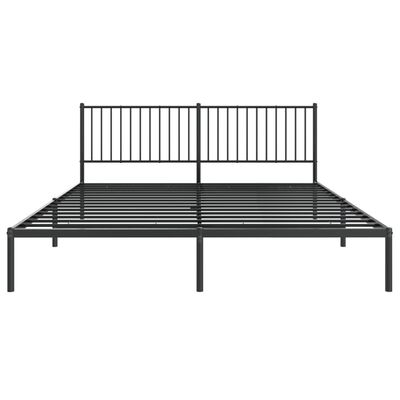 vidaXL Metal Bed Frame without Mattress with Headboard Black 183x213 cm