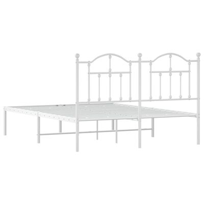 vidaXL Metal Bed Frame without Mattress with Headboard White 140x190 cm