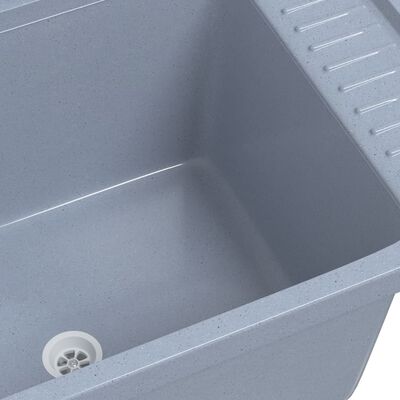 vidaXL Sink Washbasin for Wall Mounting Grey 60x40x28 cm Resin