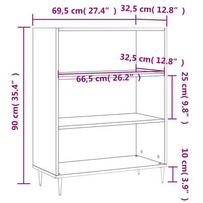 vidaXL Bookcase Concrete Grey 69.5x32.5x90 cm Engineered Wood