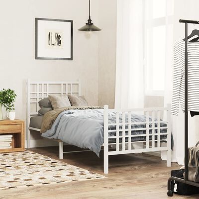 vidaXL Metal Bed Frame without Mattress with Footboard White 80x200 cm